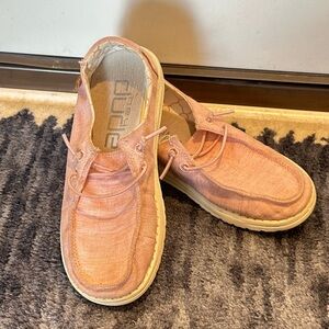 2/$15 - Hey Dude Girls Wendy Slip-On Shoes in Pink Canvas